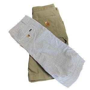 Lot Of 2 Boy's Shorts Size‎ 12 Carhartt Khakis & POLO RL Seersucker Striped
